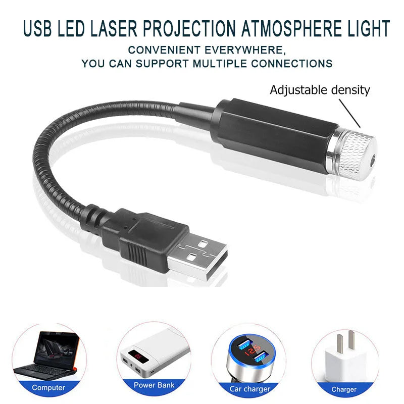 جهاز عرض النجوم LED الرومانسي - إضاءة USB للمجرة لسقف السيارة والأجواء الداخلية