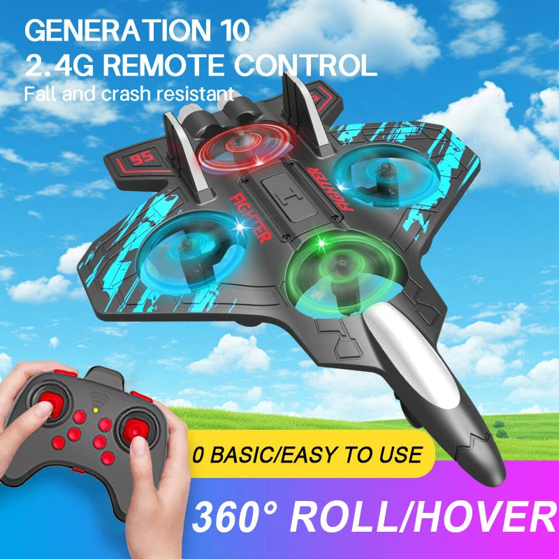 RC Star Fighter Drone Toy – Remote Control Jet with LED Lights, Cool Design & Easy Flying