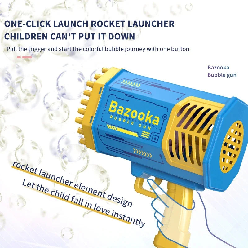 Bazooka Bubble Gun – 69-Hole Rechargeable Bubble Blaster Toy