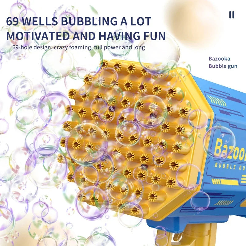 Bazooka Bubble Gun – 69-Hole Rechargeable Bubble Blaster Toy