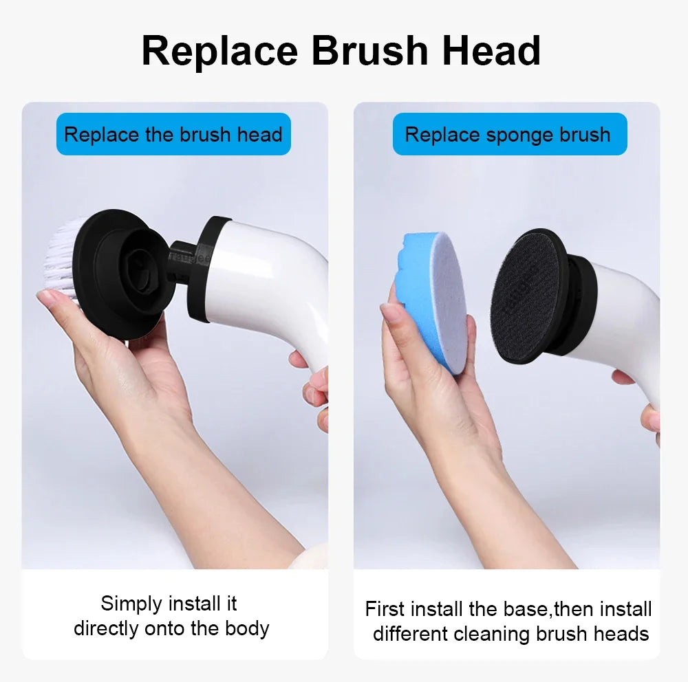 Electric Cleaning Brush – Cordless Spin Scrubber with Replaceable Heads