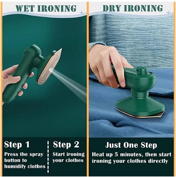 Portable Mini Iron | Travel-Friendly 2-in-1 Steamer & Iron