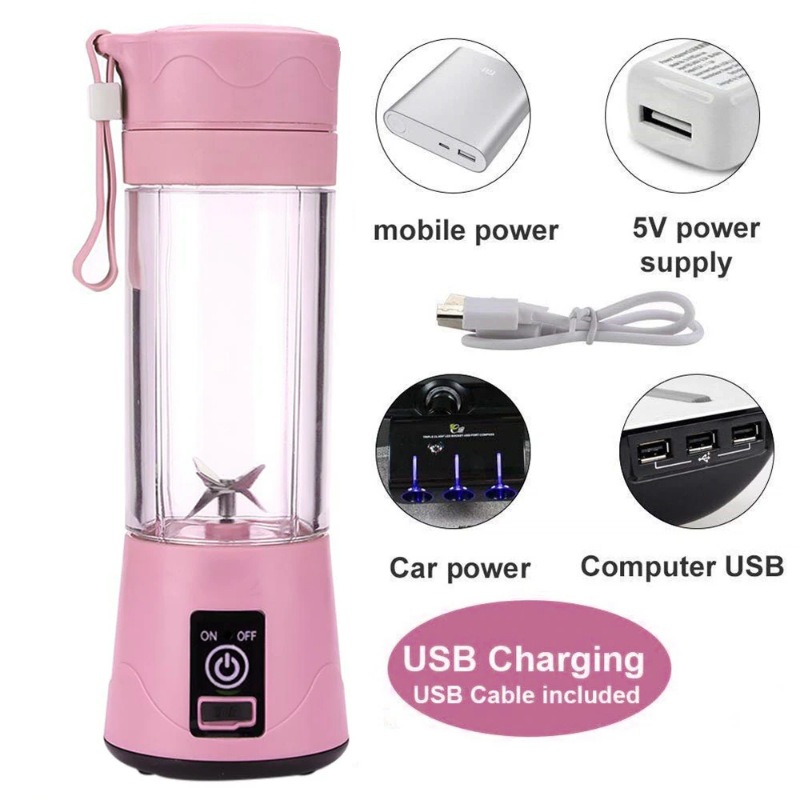 NutriBlend Pro™ – Portable USB Rechargeable Juicer with 380ml Capacity & Smart Safety System