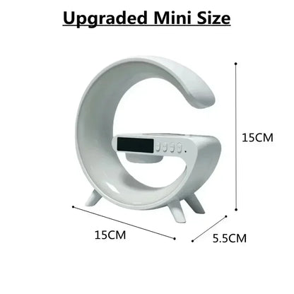 Digital LED Wireless Charger Speaker – 15W Fast Charging Bluetooth Speaker with Ambient Lights
