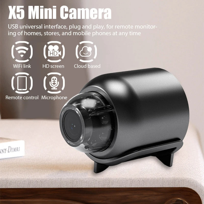 X5 StealthCam Pro - كاميرا تجسس بدقة 1080 بكسل بتقنية WiFi مع رؤية ليلية وعدسة بزاوية واسعة 140 درجة