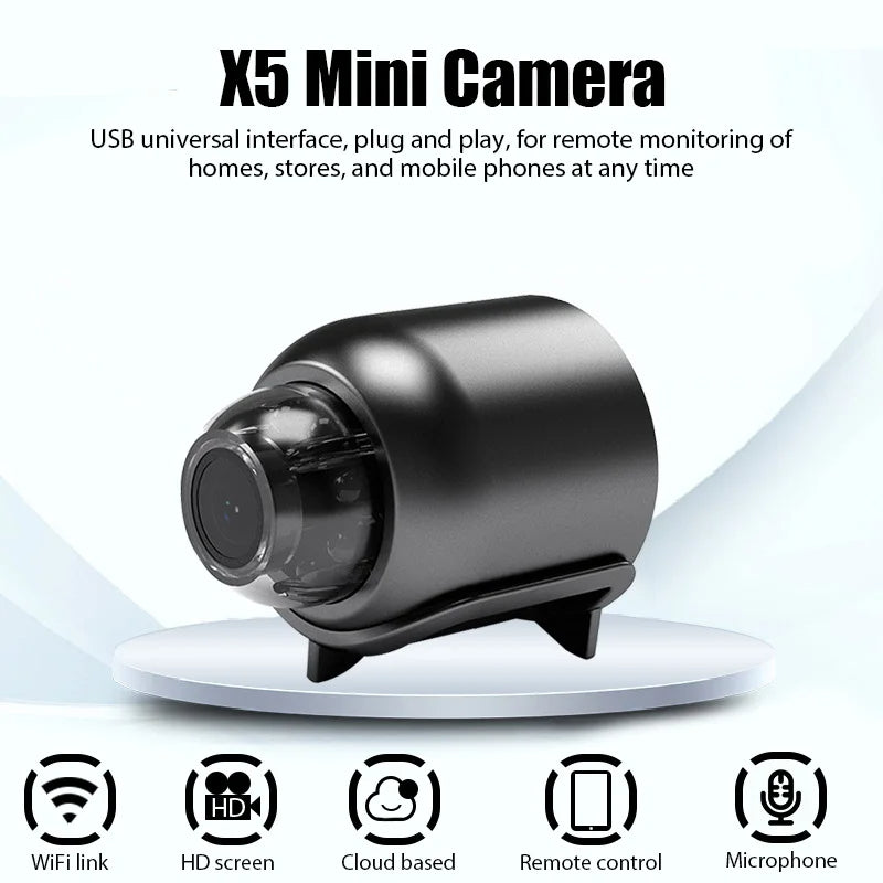 X5 StealthCam Pro - كاميرا تجسس بدقة 1080 بكسل بتقنية WiFi مع رؤية ليلية وعدسة بزاوية واسعة 140 درجة