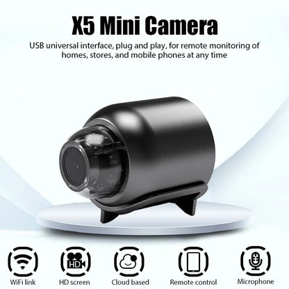 X5 StealthCam Pro - كاميرا تجسس بدقة 1080 بكسل بتقنية WiFi مع رؤية ليلية وعدسة بزاوية واسعة 140 درجة